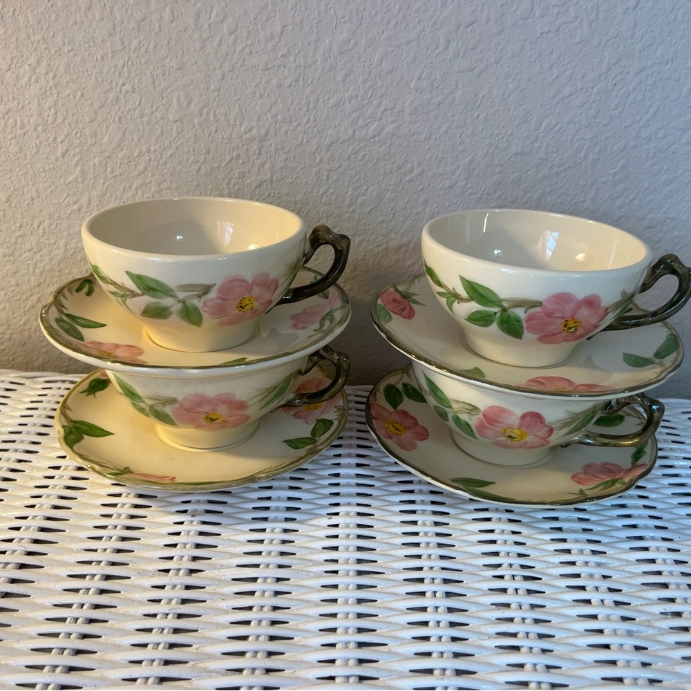 COPY - (4) Vintage Franciscan USA “Desert Rose” Cup & Saucer Sets - Excellent C…
